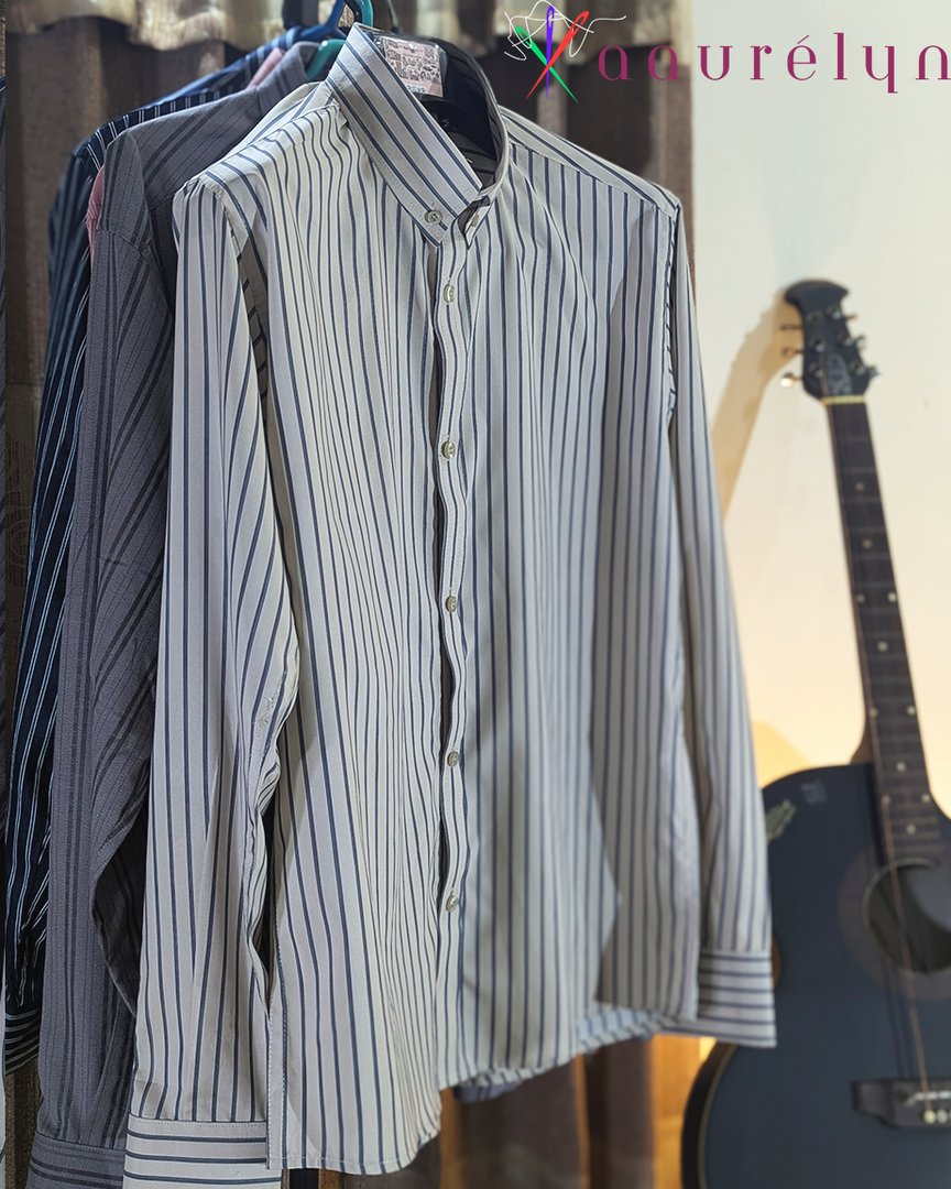 Cream & Navy Stripe Shirt