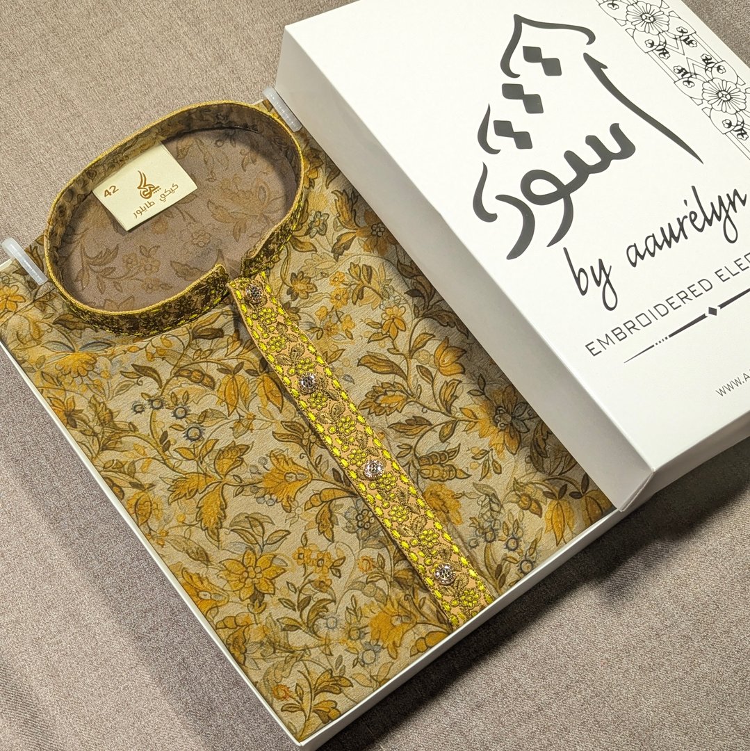 Ethereal Floral Embroidered China Silk Panjabi - aaurélyn