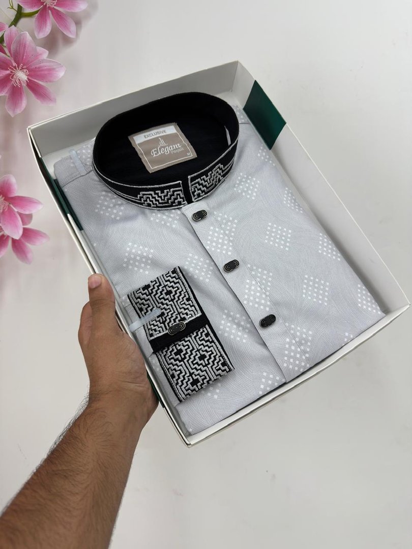 Chinese Print Cotton Panjabi