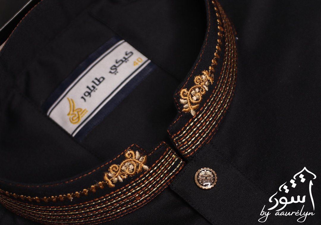 Aswad – Black Embroidered Premium Panjabi - aaurélyn | Aswad Collection