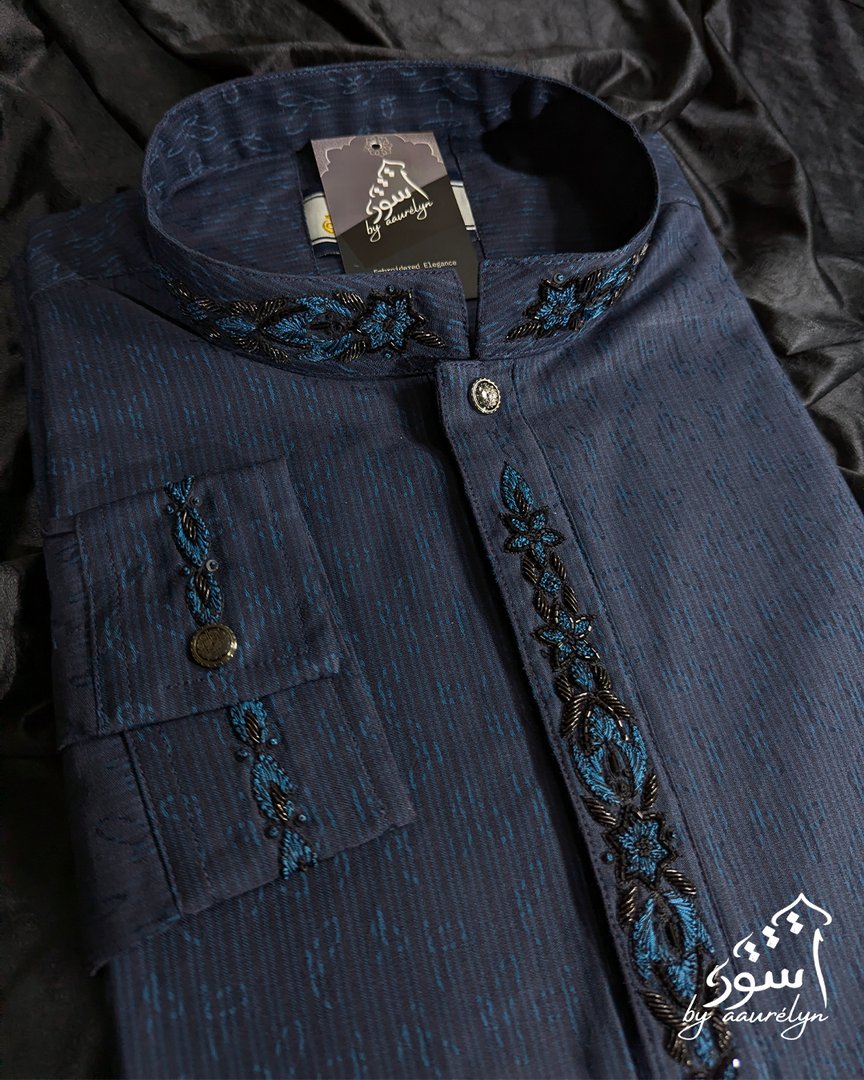 Karchupi Premium Panjabi Obsidian - aaurélyn | Premium Collection