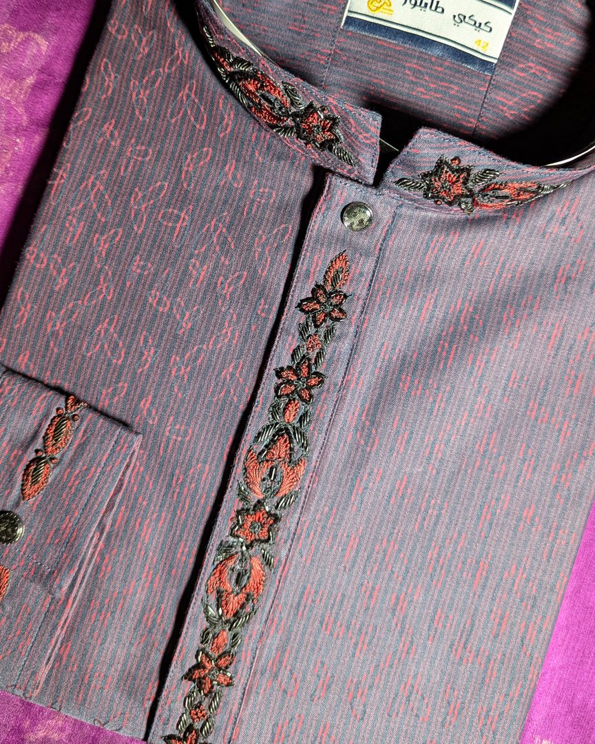 Karchupi Premium Panjabi Maroon - aaurélyn | Premium Collection