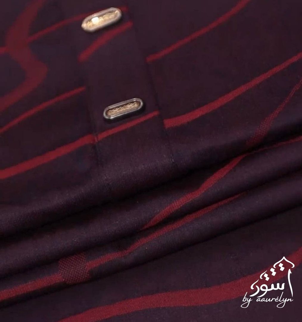 Aswad-Maroon Jacquard Panjabi - aaurélyn | Aswad Collection