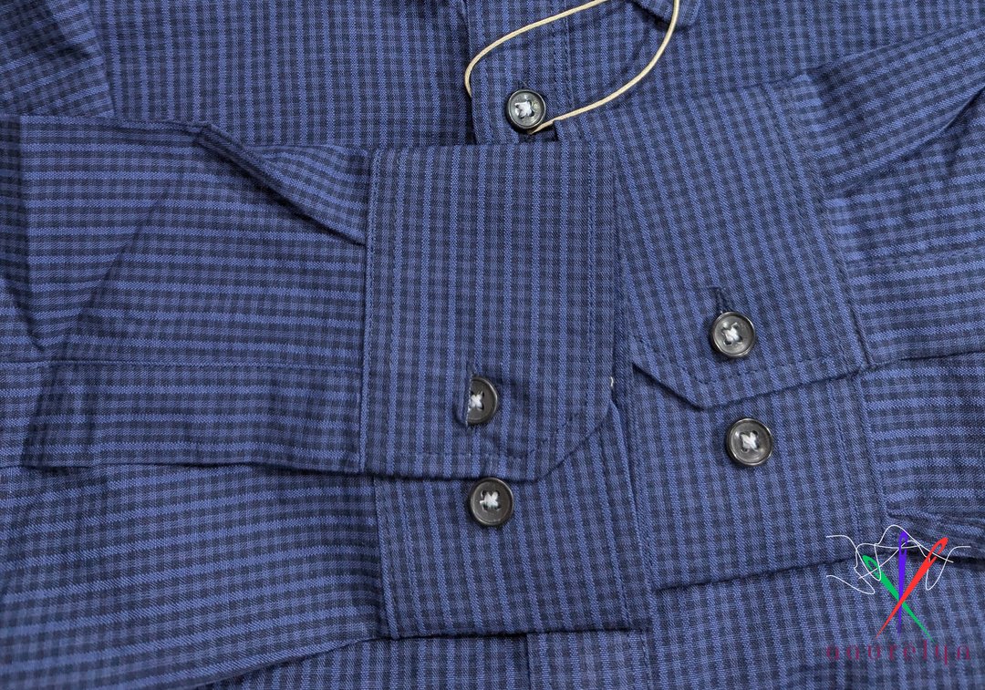 Men’z Casual Blue Micro Check Shirt - aaurélyn