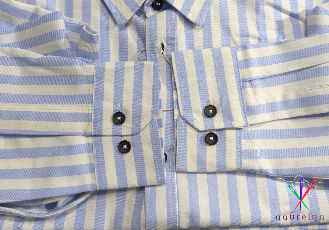 Men'z Casual Blue Stripe Shirt - aaurélyn