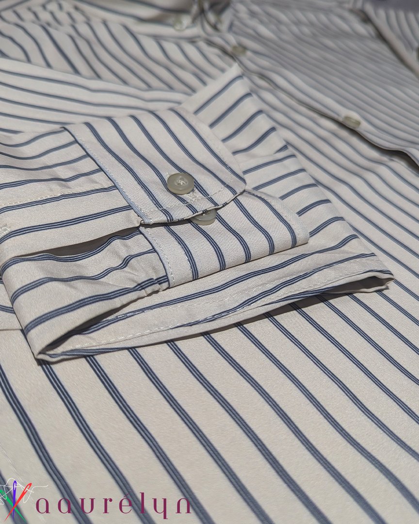 Cream & Navy Stripe Shirt