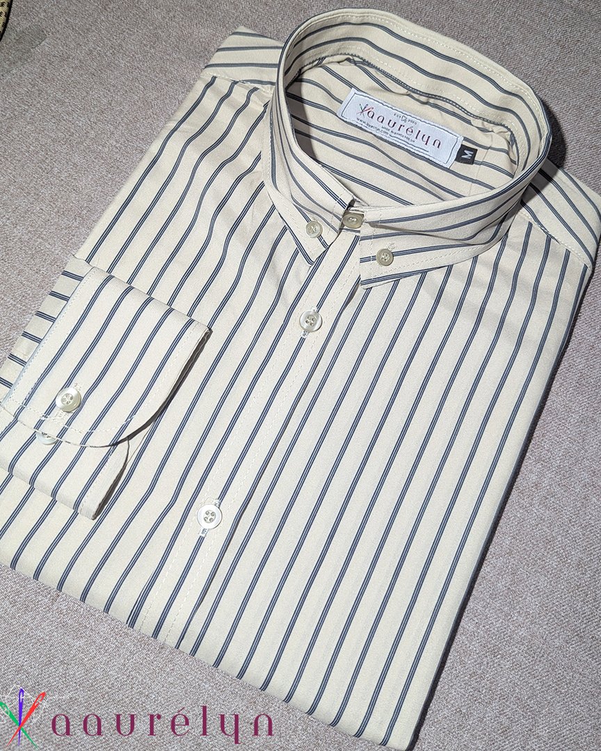 Cream & Navy Stripe Shirt