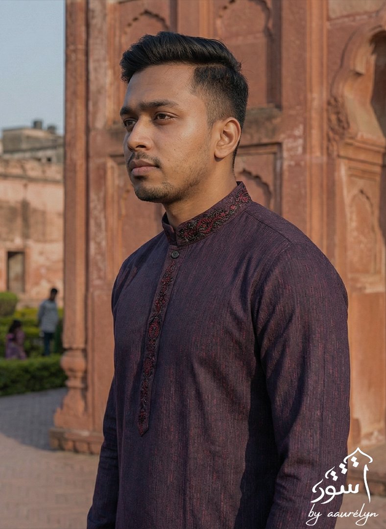 Karchupi Premium Panjabi Maroon - aaurélyn | Premium Collection