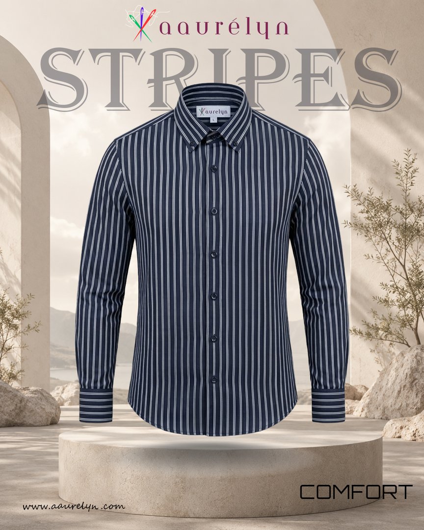 Midnight Navy Pinstripe Shirt