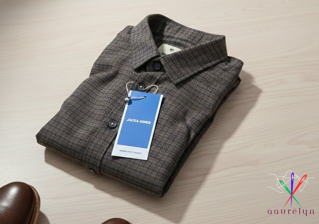 Men’z Casual Brown Micro Check Shirt - aaurélyn