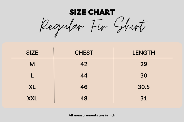 Size Chart for Midnight Navy Pinstripe Shirt