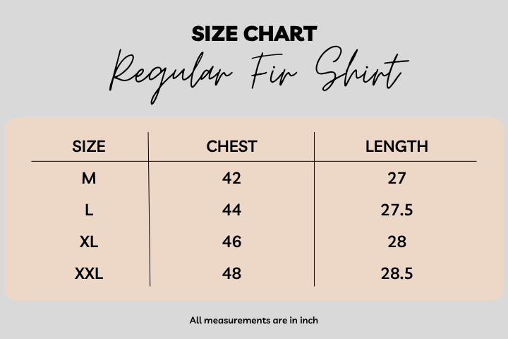 Size Chart for Graphite Textured Stripe Formal Shirt